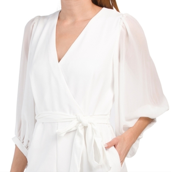 DONNA Ricco Long Sleeve Belted Wrap Jumpsuit - Picture 3 of 14